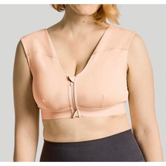 Tommie Copper Pink Shoulder Support Bra with Front Zip XL NWOT - Picture 2 of 6